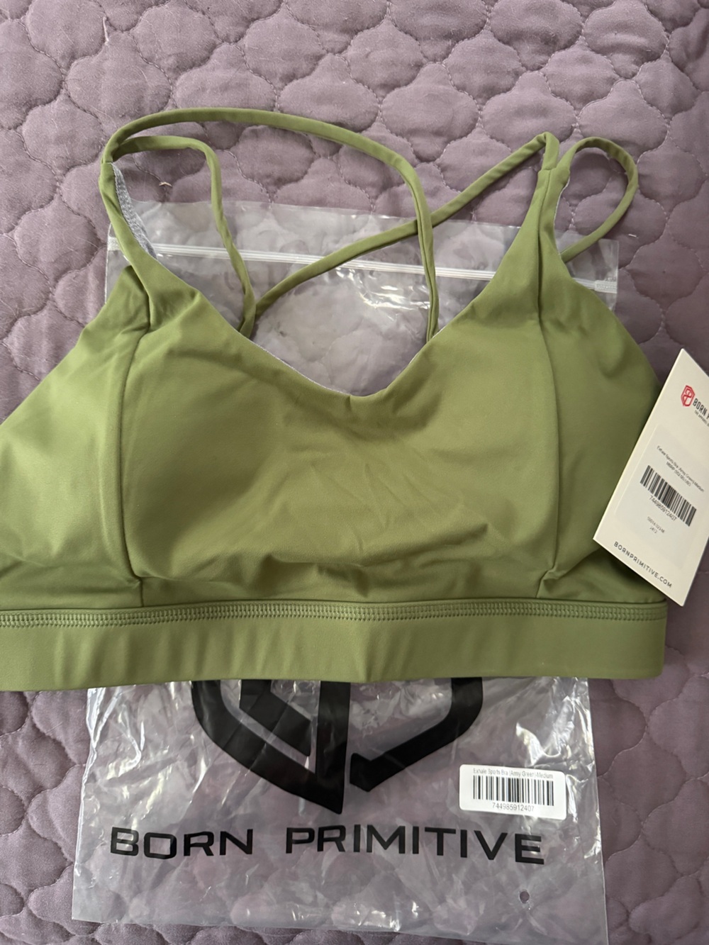 Born Primitive Olive Green Strappy Sports Bra